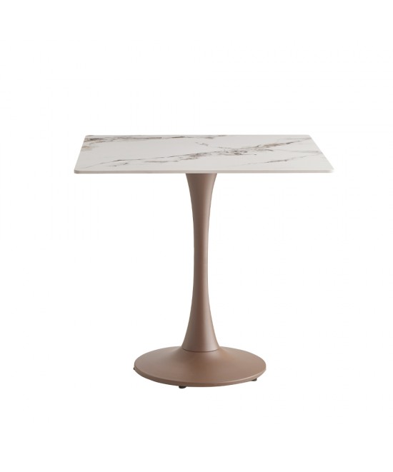 COCOA ΤΡΑΠΕΖΙ ΑΣΠΡΟ ΜΑΡΜΑΡΟ 80x80x75cm