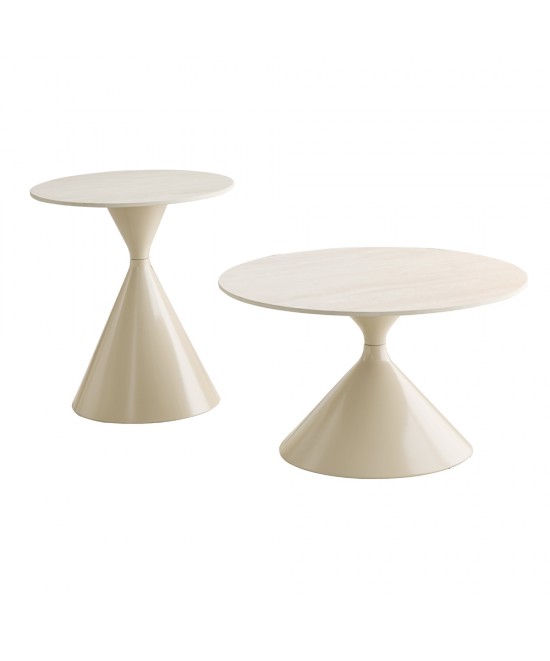 PIETRA COFFEE TABLE SET 2ΤΕΜ CREAM CREAM 70x70x40cm