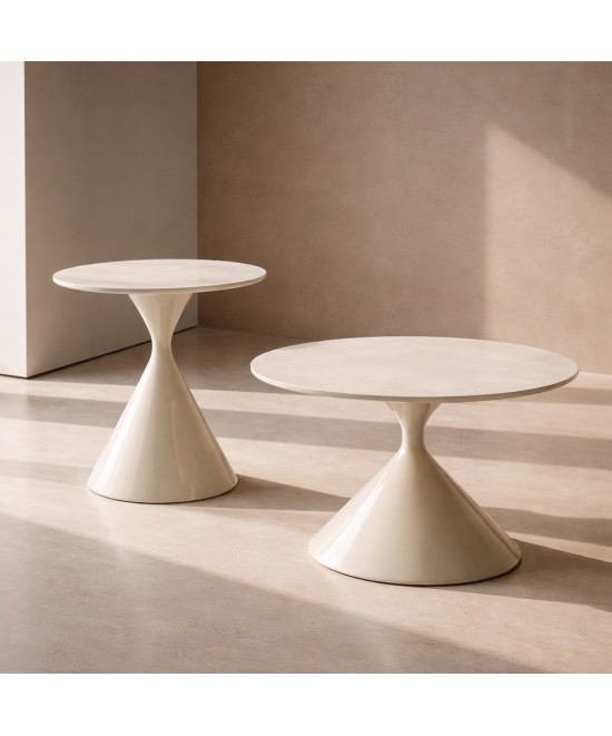 PIETRA COFFEE TABLE SET 2ΤΕΜ CREAM CREAM 70x70x40cm