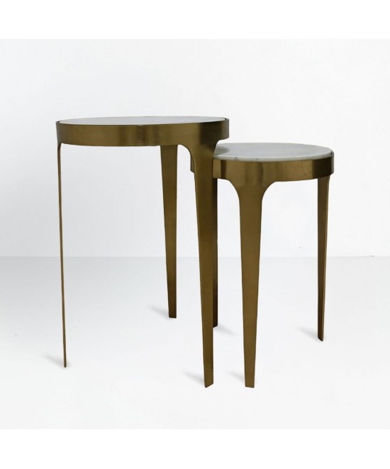STICKS SIDE TABLE SET 2ΤΕΜ ΛΕΥΚΟ ΧΡΥΣΟ 37x37x54.5cm STICKS SIDE TABLE SET 2ΤΕΜ ΛΕΥΚΟ ΧΡΥΣΟ 37x37x54.5cm