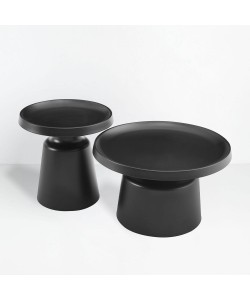 BOBBY COFFEE TABLE SET 2ΤΕΜ ΜΑΥΡΟ ΜΑΤ 70x70x42cm