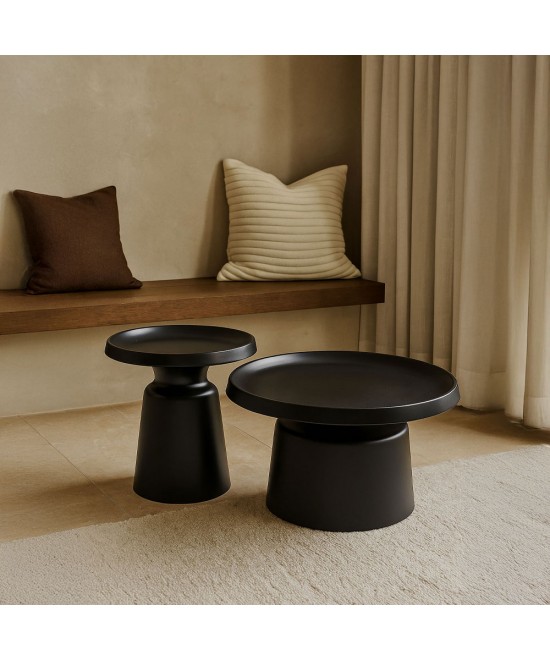 BOBBY COFFEE TABLE SET 2ΤΕΜ ΜΑΥΡΟ ΜΑΤ 70x70x42cm BOBBY COFFEE TABLE SET 2ΤΕΜ ΜΑΥΡΟ ΜΑΤ 70x70x42cm