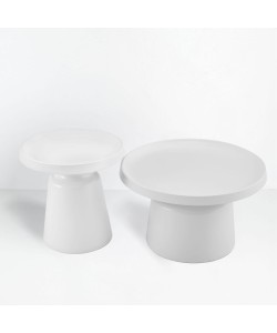 BOBBY COFFEE TABLE SET 2ΤΕΜ ΛΕΥΚΟ ΜΑΤ 70x70x42cm