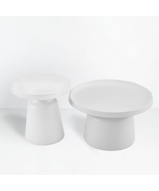 BOBBY COFFEE TABLE SET 2ΤΕΜ ΛΕΥΚΟ ΜΑΤ 70x70x42cm