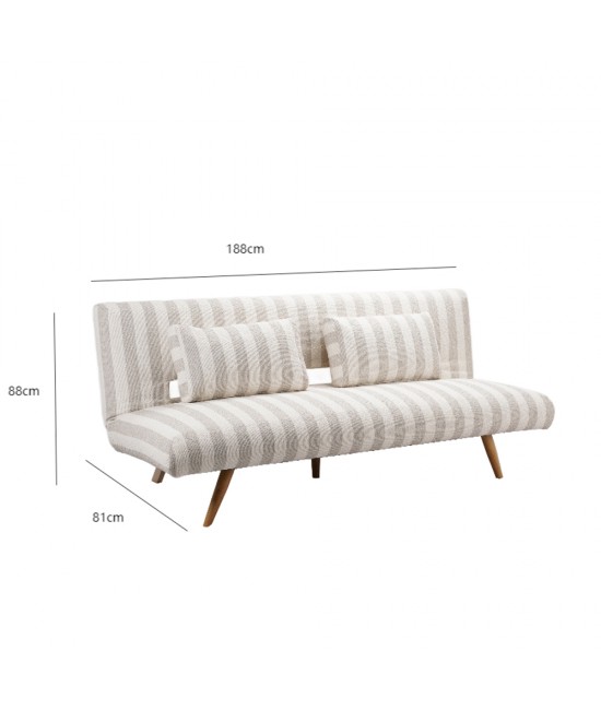 LA SPEZIA ΚΑΝΑΠΕΣ ΚΡΕΒΑΤΙ 3ΘΕΣΙΟΣ OFF WHITE BEIGE 188x81x88cm