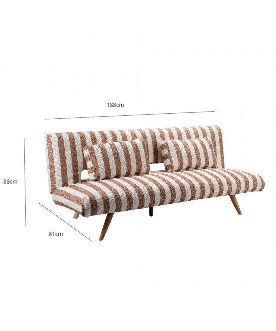 LA SPEZIA ΚΑΝΑΠΕΣ ΚΡΕΒΑΤΙ 3ΘΕΣΙΟΣ OFF WHITE TERRACOTTA 188x81x88cm