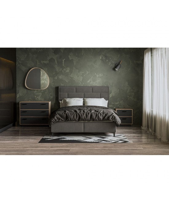 BRICK ΚΡΕΒΑΤΙ ΜΕ ΑΠΟΘΗΚ. ΧΩΡΟ (ΓΙΑ ΣΤΡΩΜΑ 160x200cm) ΓΚΡΙ 07-450 215x165x121