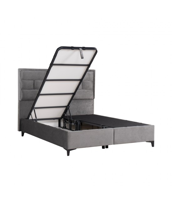 BRICK ΚΡΕΒΑΤΙ ΜΕ ΑΠΟΘΗΚ. ΧΩΡΟ (ΓΙΑ ΣΤΡΩΜΑ 160x200cm) ΓΚΡΙ 07-450 215x165x121