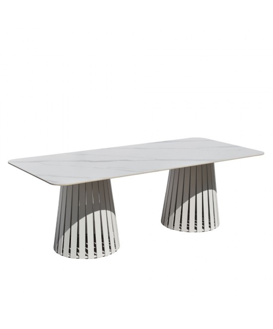 EURORA ΤΡΑΠΕΖΙ ΛΕΥΚΟ ΜΕ ΟΨΗ ΜΑΡΜΑΡΟΥ ΛΕΥΚΟ 220x100x75cm EURORA ΤΡΑΠΕΖΙ ΛΕΥΚΟ ΜΕ ΟΨΗ ΜΑΡΜΑΡΟΥ ΛΕΥΚΟ 220x100x75cm