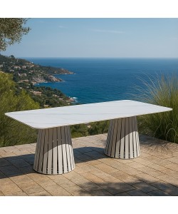 EURORA ΤΡΑΠΕΖΙ ΛΕΥΚΟ ΜΕ ΟΨΗ ΜΑΡΜΑΡΟΥ ΛΕΥΚΟ 220x100x75cm