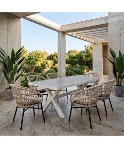 STABLE ΤΡΑΠΕΖΙ TERRAZZO ΛΕΥΚΟ 180x90.5x75cm