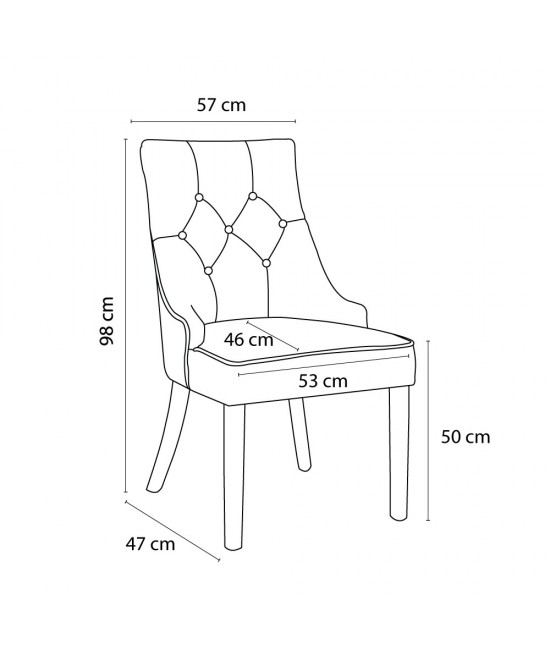 VERONA ΚΑΡΕΚΛΑ ΜΕ ΜΕΤΑΛΛΙΚΟ ΚΡΙΚΟ BEIGE ΜΑΥΡΟ 57x47x98cm