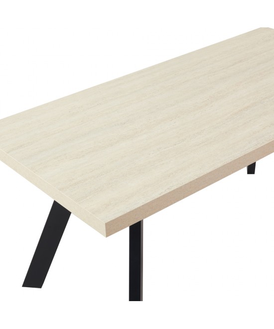 LITHOS ΤΡΑΠΕΖΙ BEIGE ΜΑΥΡΟ 180x90x76cm