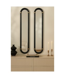 COLOMBO ΚΑΘΡΕΠΤΗΣ SET 2ΤΕΜ ΜΑΥΡΟ ΧΡΥΣΟ 31x4x130cm