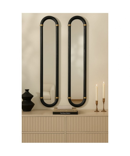 COLOMBO ΚΑΘΡΕΠΤΗΣ SET 2ΤΕΜ ΜΑΥΡΟ ΧΡΥΣΟ 31x4x130cm COLOMBO ΚΑΘΡΕΠΤΗΣ SET 2ΤΕΜ ΜΑΥΡΟ ΧΡΥΣΟ 31x4x130cm