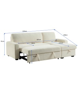 TRESOR ΚΑΝΑΠΕΣ ΚΡΕΒΑΤΙ ΓΩΝΙΑ ΑΝΑΣΤΡΕΨΙΜΗ DIJON 223x145x91cm