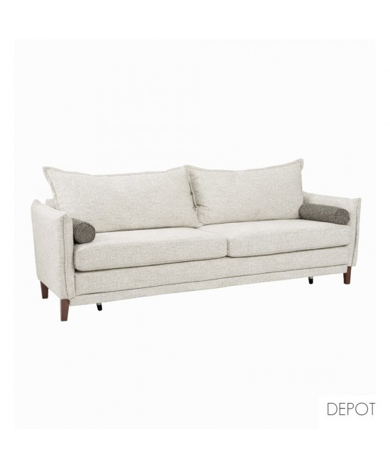 COMMODO ΚΑΝΑΠΕΣ ΚΡΕΒΑΤΙ 3ΘΕΣΙΟΣ OFF WHITE NEVE 02 ΚΑΦΕ NEVE 16 230x81x88cm