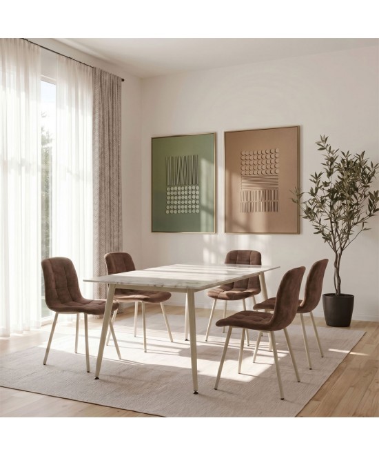PRIMO ΤΡΑΠΕΖΙ ΛΕΥΚΟ ΜΕ ΟΨΗ ΜΑΡΜΑΡΟΥ 120x70x74cm