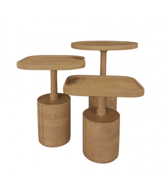 TETRIS COFFEE TABLE SET 3ΤΕΜ ΦΥΣΙΚΟ 45x45x60cm TETRIS COFFEE TABLE SET 3ΤΕΜ ΦΥΣΙΚΟ 45x45x60cm