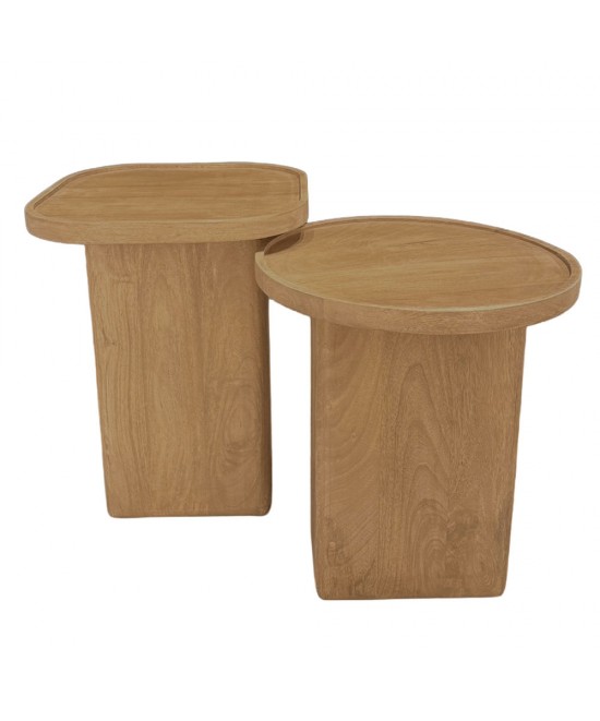 CUBIST SIDE TABLE SET 2ΤΕΜ ΦΥΣΙΚΟ 40x40x50cm CUBIST SIDE TABLE SET 2ΤΕΜ ΦΥΣΙΚΟ 40x40x50cm