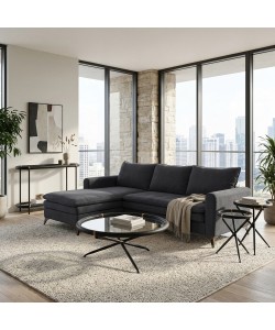 COLOMBO SIDE TABLE SET 2ΤΕΜ ΜΑΥΡΟ ΧΡΥΣΟ 64x64x64cm