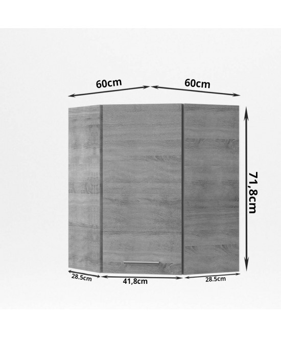 ALINA Πάνω Ντουλάπι Γωνίας 60x60x30.5x71.8εκ Σονόμα-Μόκκα
