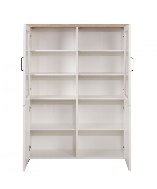 Bιτρίνα VERNE Δίφυλλη  114.8x37.2x153cm Λευκό/Φυσικός Δρυς