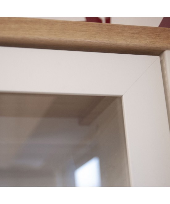 Bιτρίνα VERNE Δίφυλλη  114.8x37.2x153cm Λευκό/Φυσικός Δρυς