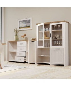 Bιτρίνα VERNE Δίφυλλη  114.8x37.2x153cm Λευκό/Φυσικός Δρυς