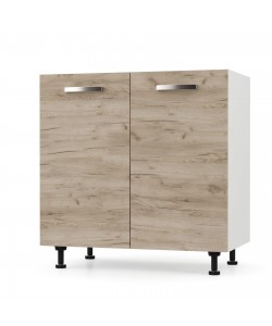 CHARLOTΤE Κάτω Ντουλάπι 80x46.5x82cm με μεταλλικά χερούλια Δρύς