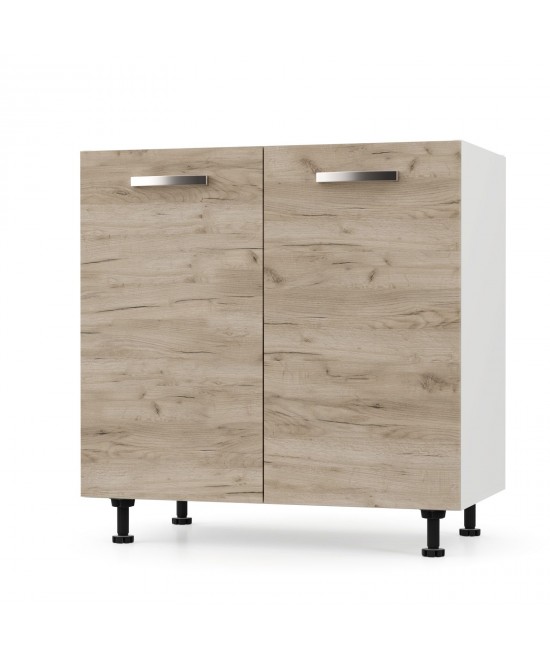 CHARLOTΤE Κάτω Ντουλάπι 80x46.5x82cm με μεταλλικά χερούλια Δρύς