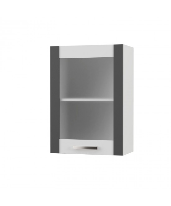 CHARLOTΤE Πάνω Ντουλάπι Με Τζάμι Αριστερό 50x30.5x71.8 με μεταλλικά χερούλια Γραφίτης CHARLOTΤE Πάνω Ντουλάπι Με Τζάμι Αριστερό 50x30.5x71.8 με μεταλλικά χερούλια Γραφίτης