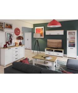 VERNE ΤΡΑΠΕΖΙ ΣΑΛΟΝΙΟΥ 110x60x46.4cm Λευκό/Φυσικός Δρυς