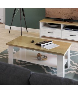 VERNE ΤΡΑΠΕΖΙ ΣΑΛΟΝΙΟΥ 110x60x46.4cm Λευκό/Φυσικός Δρυς