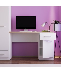 Γραφείο Top Mix 120x55x77εκ Λευκό-Σονόμα ένα ντουλάπι και ένα συρτάρι