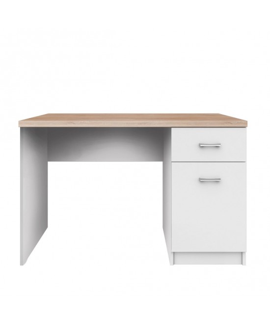 Γραφείο Top Mix 120x55x77εκ Λευκό-Σονόμα ένα ντουλάπι και ένα συρτάρι