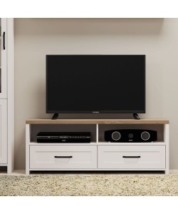 ΕΠΙΠΛΟ TV VERNE 137.9x45x52.1cm Λευκό/Φυσικός Δρυς