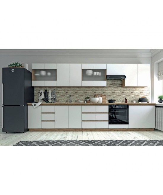 Επιτοίχιο ντουλάπι κουζίνας Soft Λευκό με βελανιδιά Διαστάσεις 50x30,5x72,8εκ