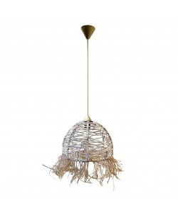 Κρεμαστό Φωτιστικό Μονόφωτο Ψάθα Λευκό-Φυσικό Ε27 Φ30x100cm