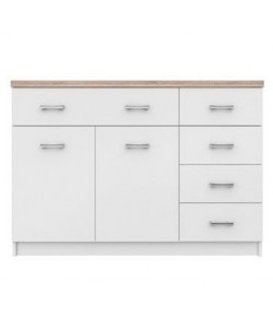 Μπουφές 120x33x85εκ Top Mix2D5S Λευκό-Sonoma μέ 5 Συρτάρια