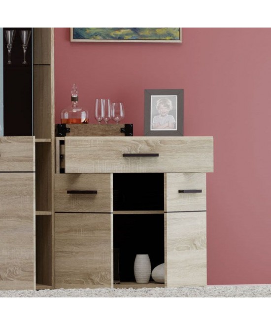 Μπουφές Solo 80x34x74cm Sonoma με Wenge και MDF Καμπυλωτό τελείωμα στις πόρτες