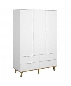 Ντουλάπα Neptune Τρίφυλλη Λευκό-Σονόμα 132x55x197cm