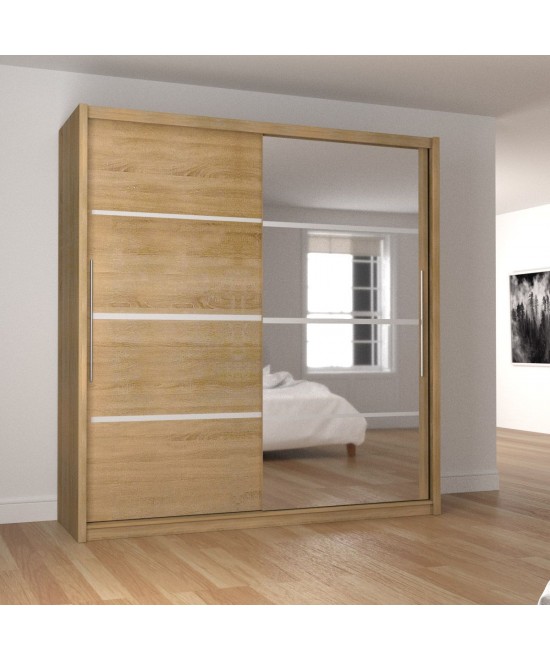 Ντουλάπα Δίφυλλη Ilona Sonoma 180x61x215εκ MDF Ντουλάπα Δίφυλλη Ilona Sonoma 180x61x215εκ MDF