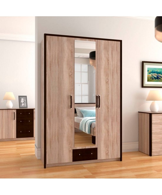 Ντουλάπα Τρίφυλλη Scarlet3D Sonoma-Wenge 136x58x212εκ