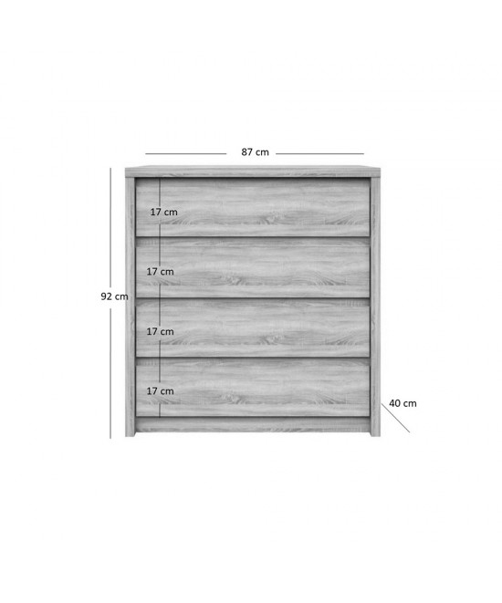 Συρταριέρα Norton Σονόμα 87x40x91.5εκ