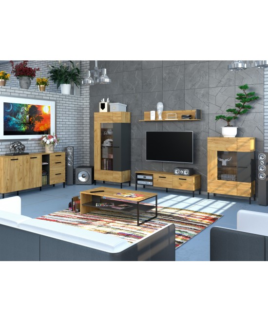 Τραπέζι Σαλονιού Santes Χρυσό Δρυς-Γραφίτης 120x60x40cm