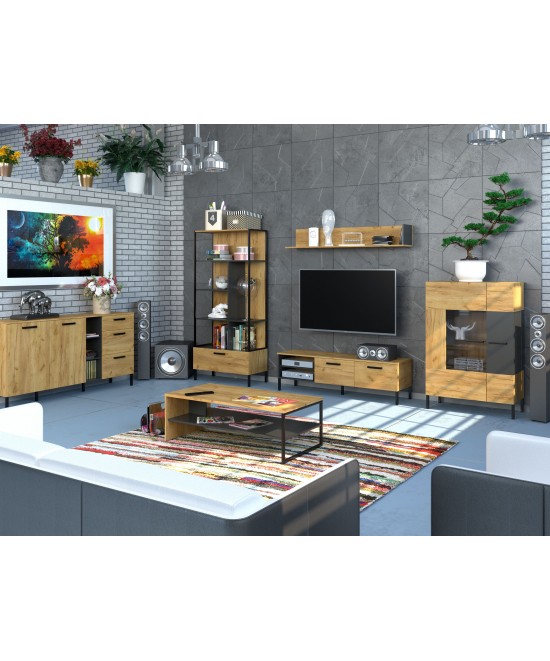 Τραπέζι Σαλονιού Santes Χρυσό Δρυς-Γραφίτης 120x60x40cm