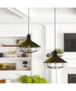 Φωτιστικό Κρεμαστό Μονόφωτο Μεταλλικό Μπρονζέ με μαύρες λεπτομέρειες E27 25x25x150cm