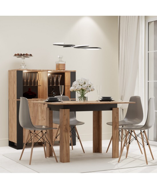 Τραπέζι Κουζίνας Family Χρυσό Δρυς-Ανθρακί 90x60x77cm