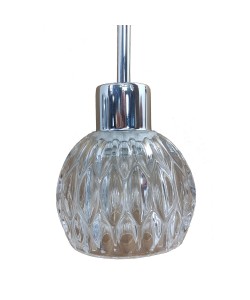 Φωτιστικό Κρεμαστό Μονόφωτο Γυάλινο-Χρώμιο Ε27 Φ11x150cm